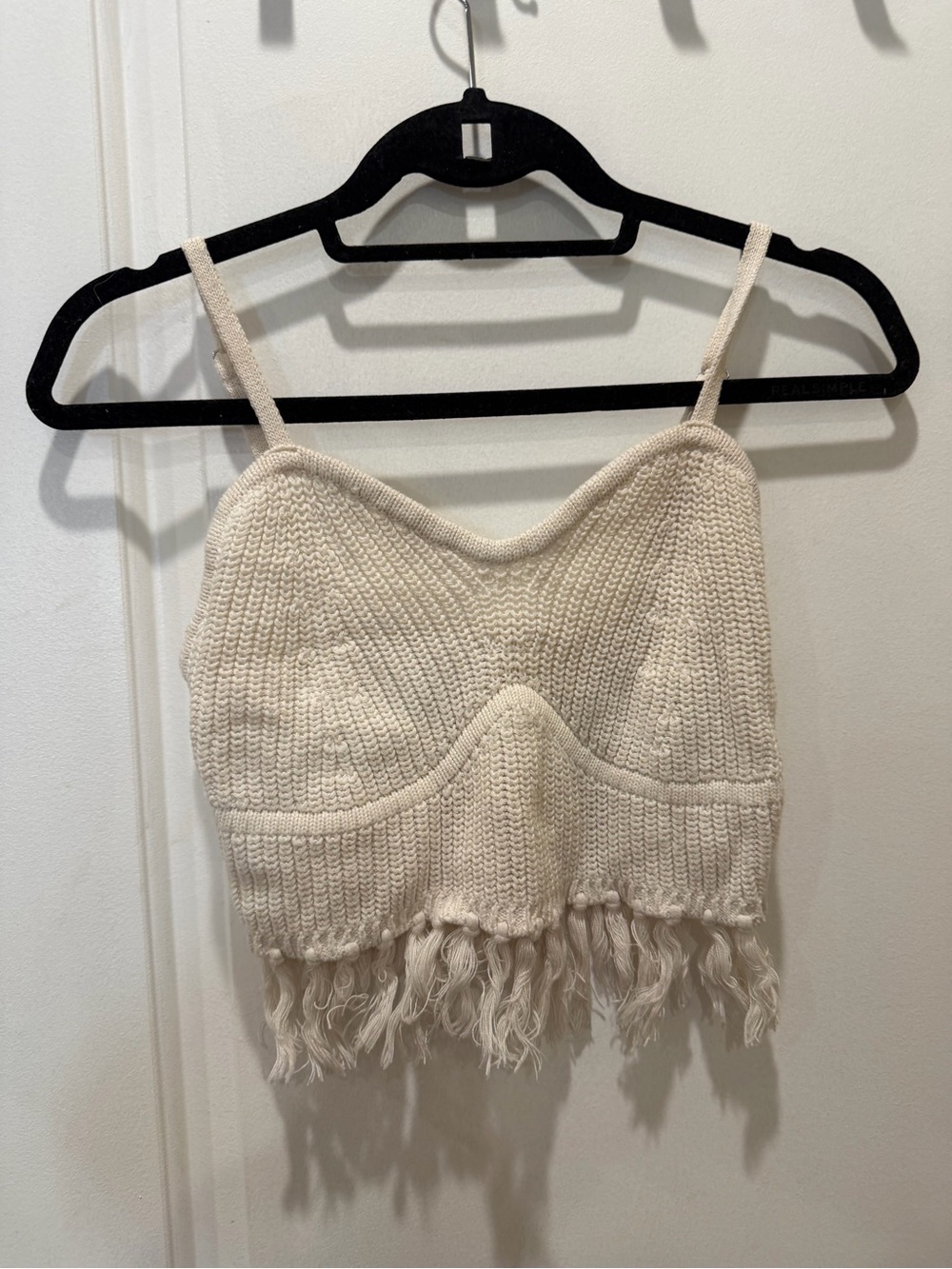 wild fable Cream Knit Fringe Cropped Cami